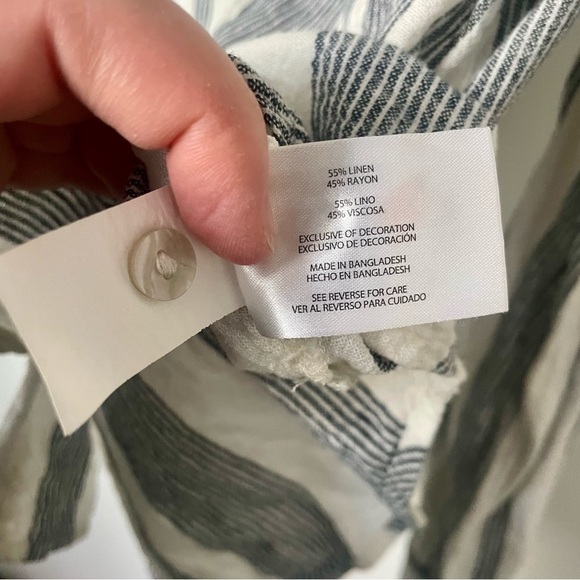 Orvis Linen Blend Striped Button Down Top - Picture 10 of 11